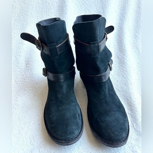 FIORENTINI + BAKER Suede Boots size 41, US 11 Biker leather riding strap Italy - Picture 3 of 15